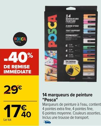 Carrefour Posca 14 marqueurs de peinture offre