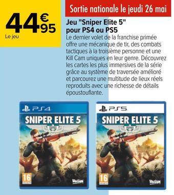 Carrefour Jeu "sniper elite 5" pour ps4 ou ps5 offre