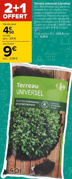 Carrefour Carrefour terreau universel offre