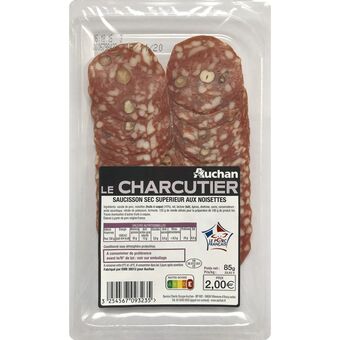 Auchan Saucisson sec tranché aux noisettes auchan le charcutier offre