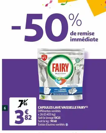 Auchan Capsules lave vaisselle fairy offre