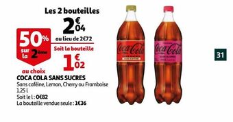 Auchan Coca cola sans sucres offre