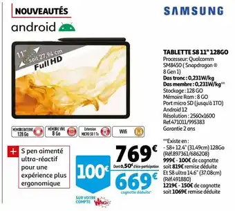 Tablette s8 11" 128go