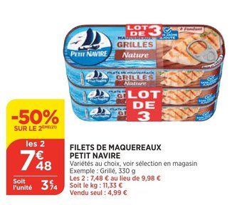 Bi1 Filets de Maquereaux Petit Navire offre