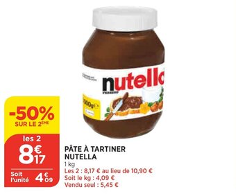 Bi1 Pâte à Tartiner Nutella offre