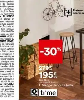 -30% 27999 u 1959 dont 1€75 d'éco-participation 1. mange debout quito