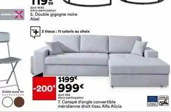 Modern living existe aussi en 2 tissus : 11 coloris au choix 1199€ -200€ 999€ dont 33€ d'éco-participation 7. canapé d'a