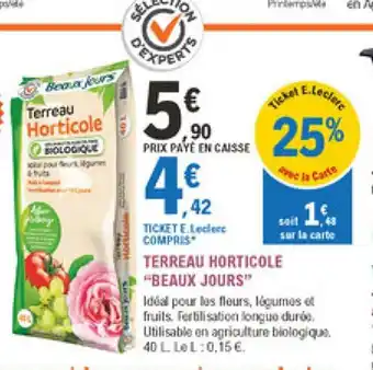 E.Leclerc Jardi Terreau Horticole "Beaux Jours" offre