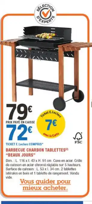E.Leclerc Jardi Barbecue Charbon Tablettes "Baeux Jours" offre