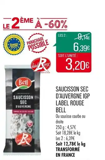 Match Saucisson sec d'auvergne IGP label rouge bell offre