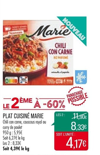 Match Plat cuisiné marie offre