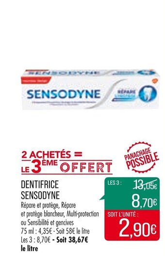 Match Dentifrice sensodyne offre