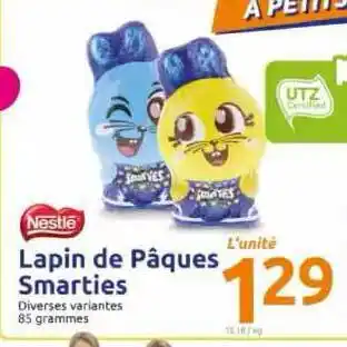 Action Lapin De Pâques Smarties Nestlé offre