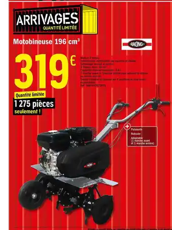 Brico Dépôt Motobineuse 196 Cm3 Racing offre