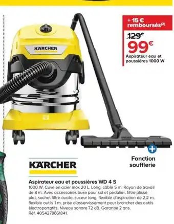 Castorama Karcher Aspirateur Eau Et Poussières WD 4S offre