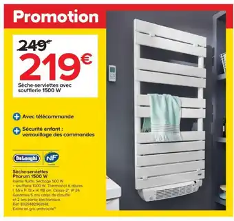 Castorama Delonghi Sèche-Serviettes Phorum 1500w offre