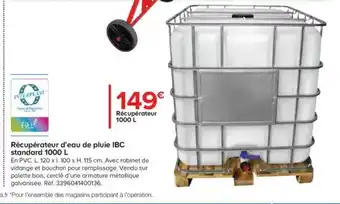Castorama Récupérateur d'Eau de Pluie IBC Standard 1000L offre