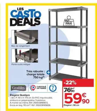Castorama Grosfillex Étagère Qualipro offre