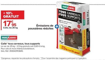 Castorama Parexlanko Colle Tous Carreaux Tous Supports offre