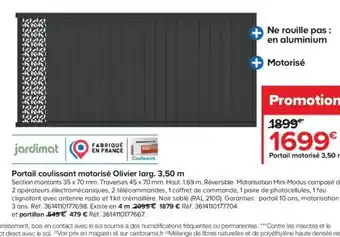 Castorama Jardimot Portail Coulissant Motorisé Olivier Larg 3,50m offre