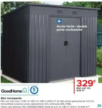 Castorama Goodhome Abri Monopente offre