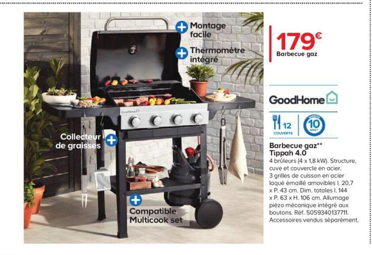 Promo Goodhome Barbecue Gaz Tippah 4.0 chez Castorama