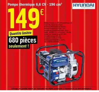Brico Dépôt Pompe Thermique 6,6 Cv - 196 Cm3 Hyundai offre