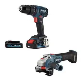 Castorama Perceuse visseuse à percussion sans fil ecd18-li-2 + meuleuse sans fil brushless eag18- 115 mm erbauer offre