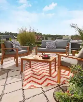Salon de jardin bas goodhome denia bois 4 personnes