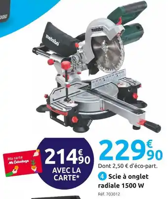Mr Bricolage Metabo scie à onglet radiale kgs216m offre