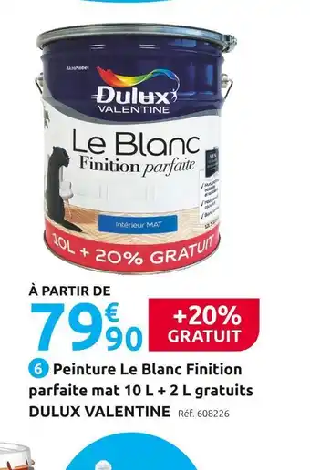 Mr Bricolage Dulux valentine peinture le blanc finition parfaite mat 10 l + 2 l gratuits offre