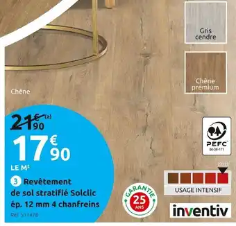 Mr Bricolage Inventiv revêtement de sol stratifié solclic 1233 ép. 12 mm 4 chanfreins offre