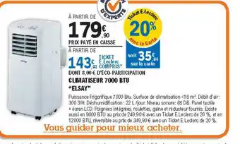 E.Leclerc Brico Climatiseur 7000 Btu offre
