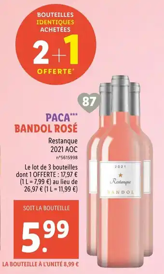 Lidl Paca bandol rosé offre