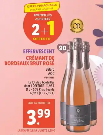 Lidl Effervescent crémant de bordeaux brut rosé offre