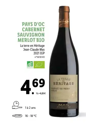 Lidl Pays d'oc cabernet sauvignon merlot bio offre