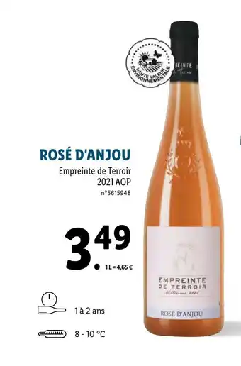 Lidl Rosé d'anjou empreinte de terroir 2021 AOP offre