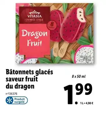 Lidl Bâtonnets glacés saveur fruit du dragon offre