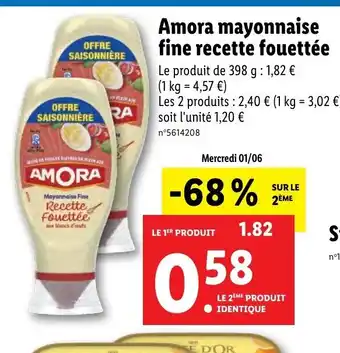 Lidl Amora Mayonnaise Fine Recette Fouettée offre