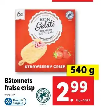 Lidl Bâtonnets Fraise Crisp offre