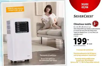 Lidl Silver Crest Climatiseur Mobile offre