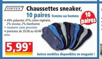 Norma Toptex Chaussettes Sneaker 10 Paires offre