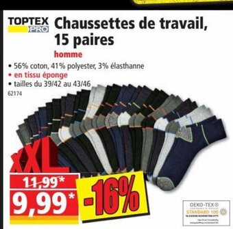 Norma Toptex Chaussettes de travail 15 Paires offre