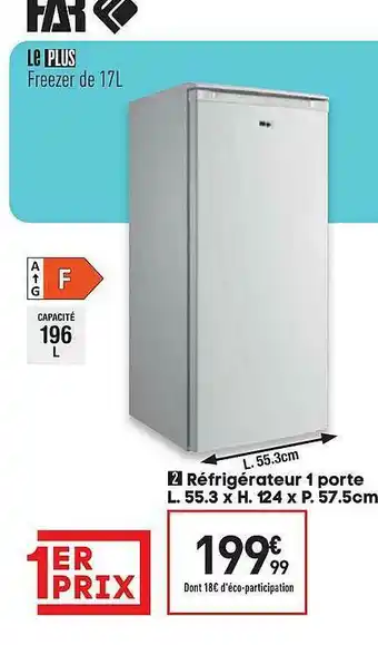 Conforama Réfrigérateur 1 Porte L.55.3 X H. 124 X P. 57.5 Cm Far offre