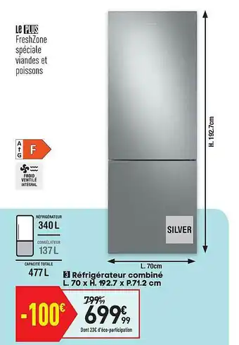 Conforama Réfrigérateur Combiné Silver offre