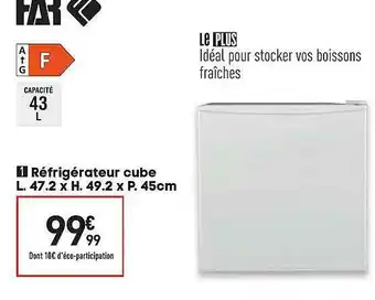 Conforama Réfrigérateur Cube L.47.2 X H. 49.2 X P. 45 Cm Far offre