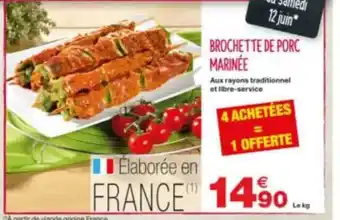 Grand Frais Brochette De Porc Marinée 4 Achetées = 1 Offerte offre