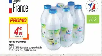 Netto Lait Bio Demi écrémé Netto offre