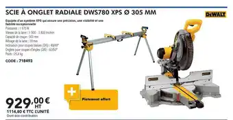 Doras Dewalt Scie à Onglet Radiale Dws780 Xps Ø 305 Mm offre