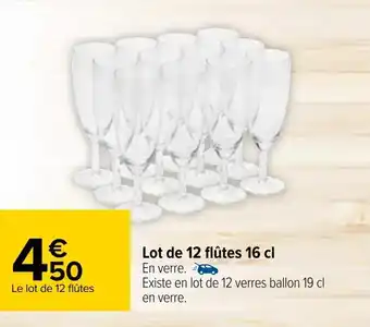 Lot de 12 flûtes 16 cl